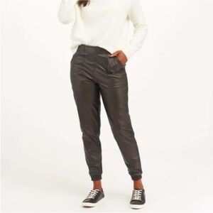 NWT Spanx Leather Like Joggers Pants Noir Black XL